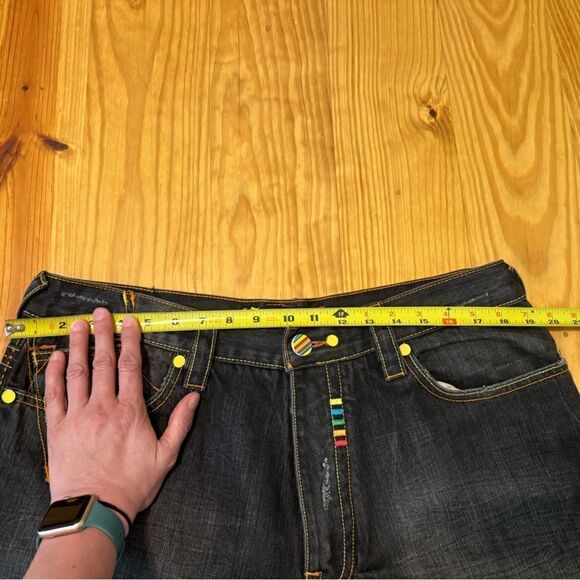 Vintage COOGI Australia Blue Denim Baggy Jeans Rainbow Logo 90s Hip Hop SZ 38X34 - Picture 10 of 14